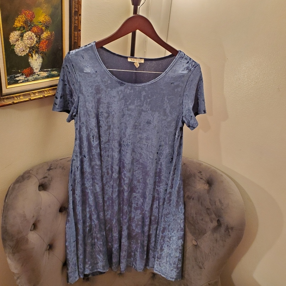 Crushed velvet t-shirt dress